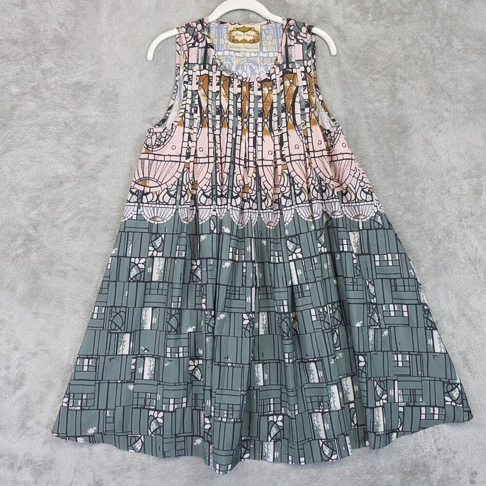 Preeti S Kapoor Dress Womens Small Multicolor Geometric Sleeveless Swing Trapeze